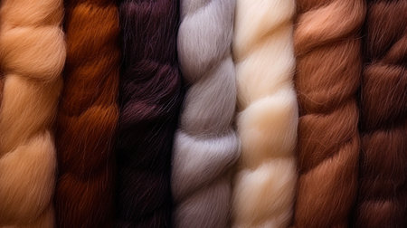 The texture of the wool with natural transitions from light to dark shades.の素材