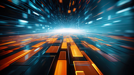Technological background with modern digital patterns and the effect of movement.の素材