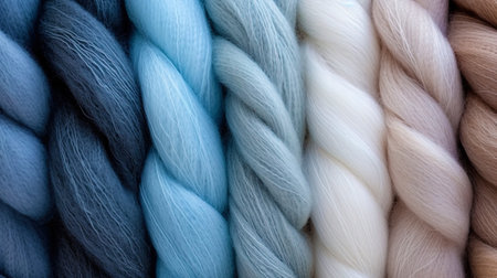 The texture of wool with harmonious shades and smooth forms of fibers.の素材