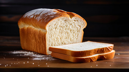 Appetizing harmony: white bread against the background of pure freshness.の素材