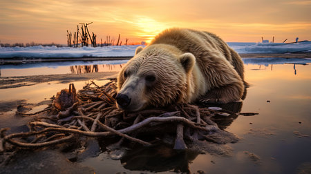 The suffering of nature: extinction of species due to global warming.の素材