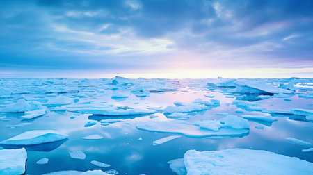 The threat to the Arctic regions: melting ice in the northern seas.の素材