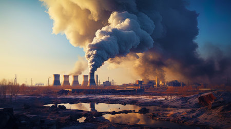 Crisis scene: emissions of toxic substances into the atmosphere.の素材