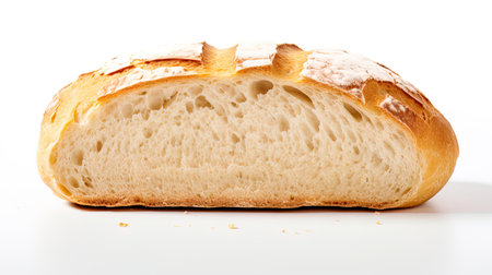 Panorama of taste: isolated white bread on an impeccable white background.の素材