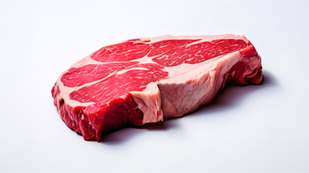 Laconic aesthetics: a fresh meat piece on a white background.の素材