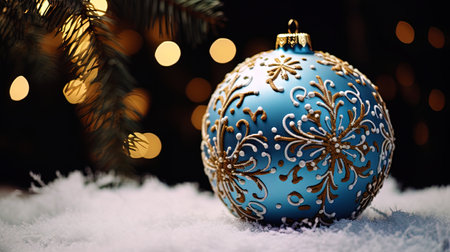 A ball for a Christmas tree with a pattern of snowflakes and New Year's patterns.の素材