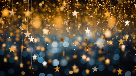A starfall on a New Year's background surrounding a festive mood.の素材