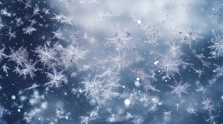 Abstract snowfall: whirlwinds of snowflakes and sparks, creating a feeling of lightness and airines.の素材