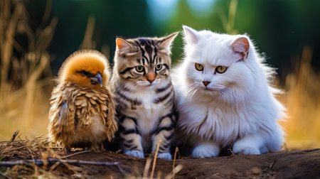 Funny friends: cute animals in a general picture.の素材