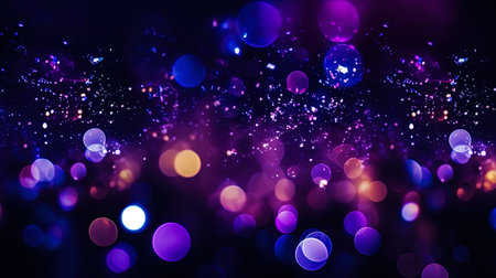 The background with blurry fireflies of the holiday and a shimmering side on Purple.の素材