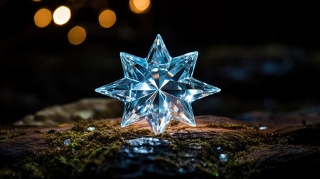 New Year's Eve with a crystal star and brilliance of lights.の素材