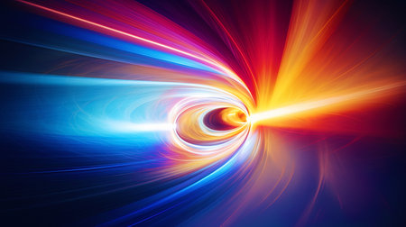 Festive energy: abstract vortices of light and colors, reminiscent of endless fun.の素材