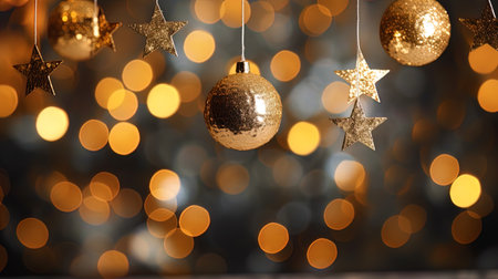 Star night of New Year's Eve against the backdrop of shining stars and festive lights.の素材