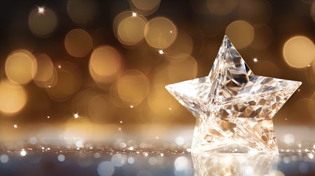 New Year's background with a crystal clear star and shimmering light.の素材