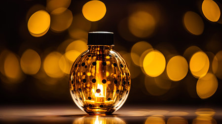 The abstract background with blurry lights and a bright side on a grenade.の素材