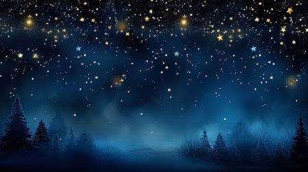 The background of the Christmas night with shining stars and moonlight.の素材
