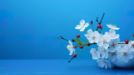 The blue background gives the image lightness and freshness.の素材