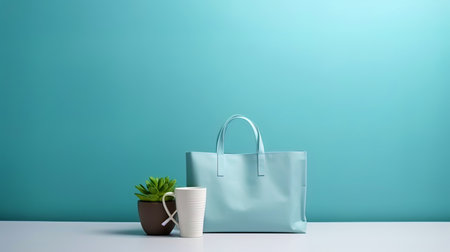 The background for the presentation of goods in a minimalist style, light blue.の素材