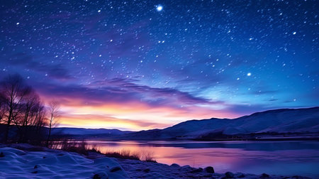 Star evening on the New Year's background with amazing landscapes.の素材