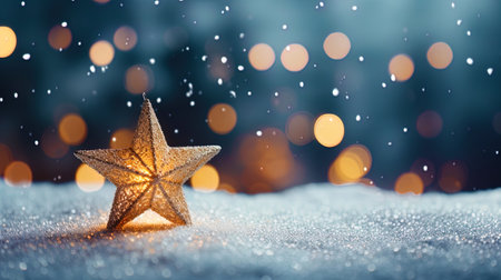 Christmas wallpapers with a bright star and shimmering snow.の素材