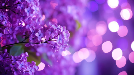 The background with blurred light points and external lights on lilac.の素材