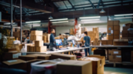 Working space in business with people moving in blurry.の素材