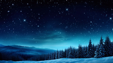 Winter night: New Year's background with the brilliance of stars and the moon.の素材