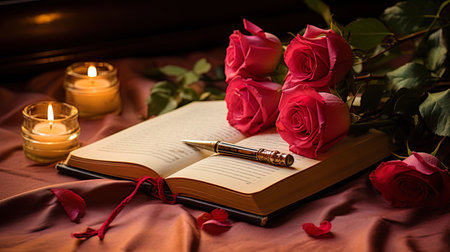 Love poems and notes in a notebook for a partner.の素材