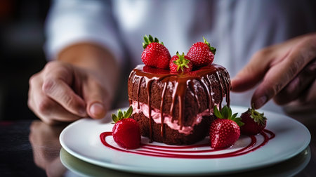 Culinary master class on preparing a heartshaped dessert.の素材