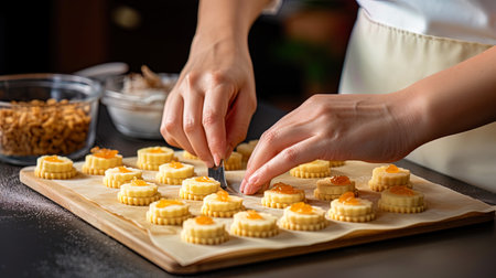Joint preparation of sweet treats, such as cookies or cake.の素材