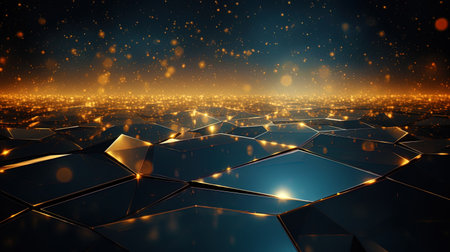 Abstract composition of sparkling lines and geometric shapes.の素材