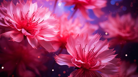 Abstract red and pink bursts, like jets of fragrant flowers.の素材