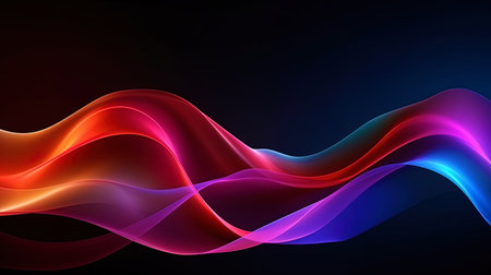 Abstract color waves on a dark background.の素材