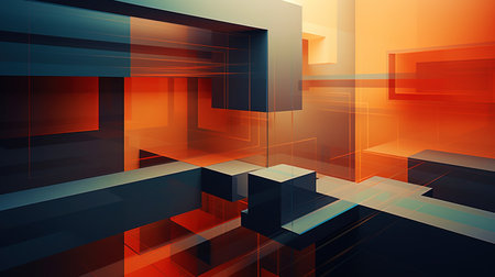 Abstract geometric shapes that create a sense of depth.の素材