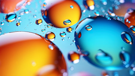 Abstract colored drops of oil on water.の素材