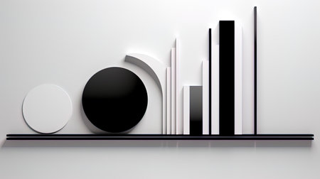 Abstract geometric shapes in black and white.の素材