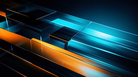 Abstract composition of luminous lines and geometric shapes.の素材