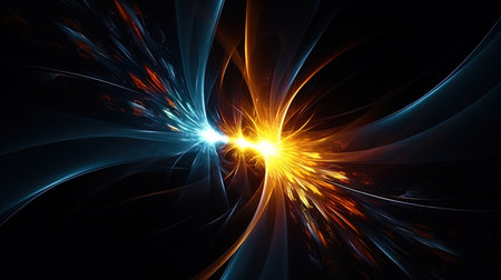 Abstract fractal flashes on a dark background.の素材