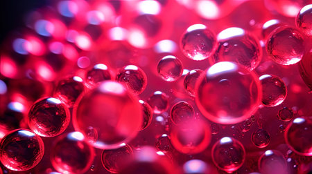 Abstract red and pink circles, like luminous balls.の素材