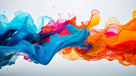 Abstract picture: paints flowing down the canvas, creating a unique pattern.の素材