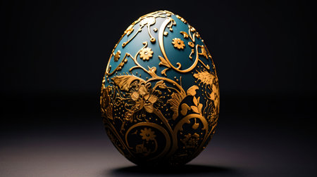 Easter egg with exquisite patterns and golden details.の素材