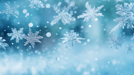 New Year's background with crystal snowflakes sparkling in the winter wind.の素材