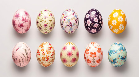 Painting of Easter eggs in traditional ornaments.の素材