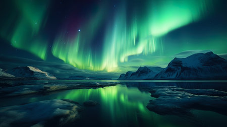 The background, like captivating rays of the northern lights, creating a magical glow.の素材