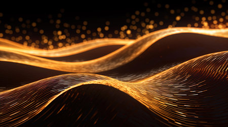 New Year's background with curved lines, like light paths in the night sky.の素材