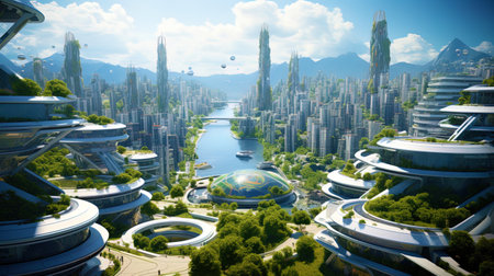 The experimental city of the future with innovative architecture.の素材