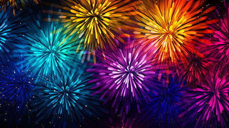 New Year's background with bright colors reminiscent of a rainbow in the winter sky.の素材