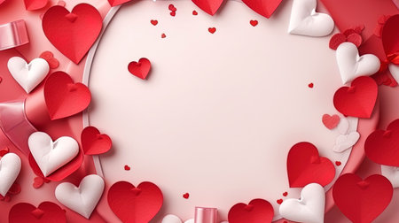 Decorated cards with hearts in honor of Valentine's Day.の素材