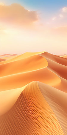 Abstract landscape with whirlwinds of sand in the desert under the dazzling sun.の素材