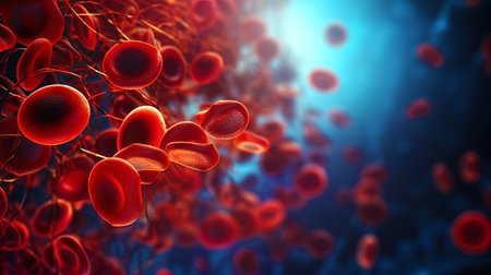 Abstract artistic image of platelets filling the circulatory system.の素材